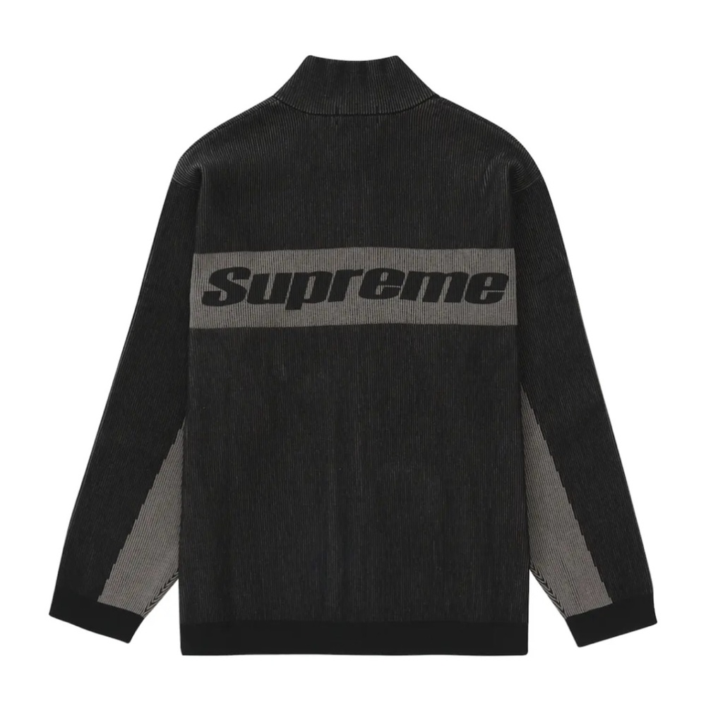 👍🏻 NWT SUPREME Two Toned Ribbed Zip Up Cardigan Sweater in black and gray.Medium